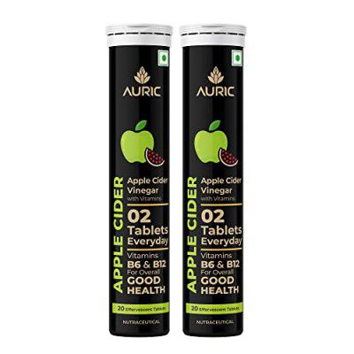 Auric Apple Cider Vinegar Vitamins | 40 ACV Tablets with Vitamin B6 & B12