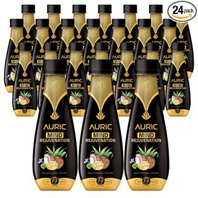 Auric Calmness Drink Ayurvedic Juicfor Improved Memory and Calm Mind Shankhapushpi, Brahmi - Pack Of 24 Bottles