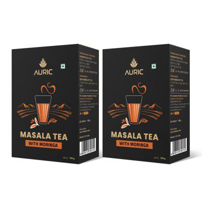 Auric Kadak Moringa Masala Tea - Black Tea from Assam & Darjeeling | Tea Masala Powder Blended with Real Spices (Cardamom, Ginger, Black Pepper) 1Kg