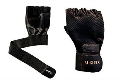 AURION Sports/Gym Gloves, Full Palm Protection & Extra Grip & Anti-Slip Weight Lifting Gloves, Men & Women (Black)