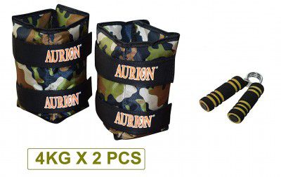 Aurion Wrist Ankle Weights Resistance Strength Training Exercise Bracelets Straps Gym 1kg 2kg 3kg 4 kg 5kg 6kg 8kg 10kg (4 kg x 2 = 8kg)