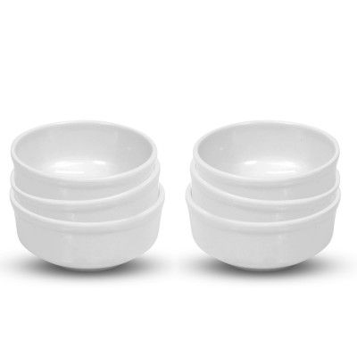 AURKA 4.5" Melamine Dinner Bowls Set of 6 (White) 