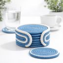 AURKA Handmade Cotton Coaster Set of 6 with Holder...