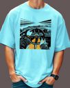 AUSK Men Graphic Print Round Neck Cotton Blend Light Blue T-Shirt...