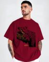 AUSK Men Printed Round Neck Cotton Blend Maroon T-Shirt...