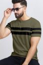 AUSK  Men Striped Round Neck Cotton Blend Dark Green, Black T-Shirt...