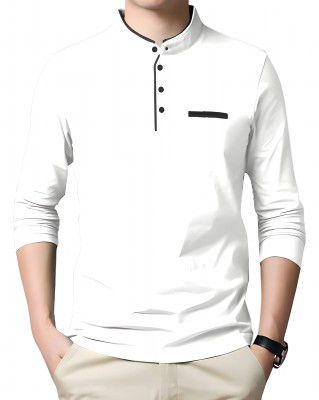AUSK Men's Henley Neck Full Sleeves Regular Fit Cotton T-Shirts