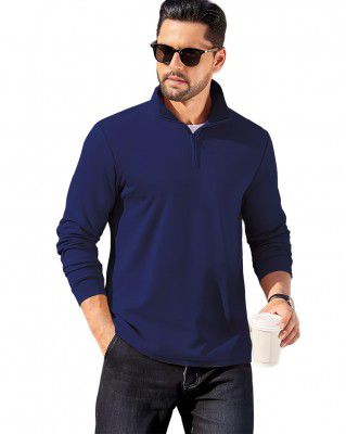 AUSK Mens Sweatshirt with Neck Zipper || Full Sleeve Polo Collar Jacket for Winter wear Fleece Fabric Sweatshirt for Man