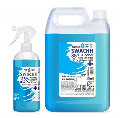 AUSTRO Swachh Hand Sanitizer Spray Liquid 2 L Refill Pack + 500 Ml Trigger (2500 Ml)