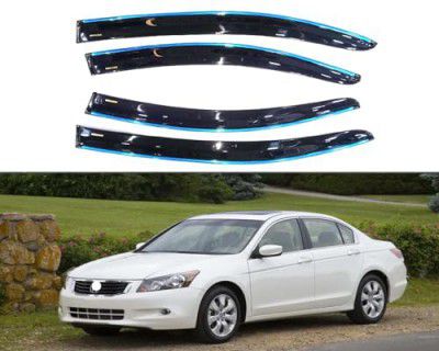 Auto E-Shopping Compatible Chromeline Silverline Door Visor Wind Deflector for Accord New 2008 to 2015 Model Set of 4 Pieces