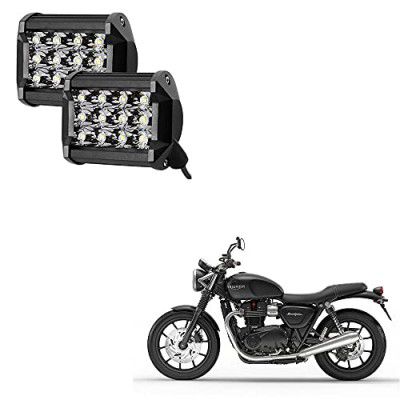 Auto Pearl 12 LED Bar Light Universal Bike Car Fog Light - Hi Power - SMD LED Bar Light for Off Roading Bikes Cars SUV ATV - Fitting for - Triumph Street Twin Set of 2 (48W)