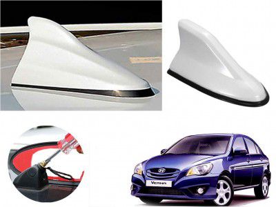 Auto Pearl Shark Fin Antenna Universal Replacement Car Antenna Roof Aerial ABS Material Waterproof Rubber Ring AM FM Radio Signal for - Verna - (Color White)