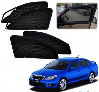 Auto Pearl Zper_MCurtain_SkodaLaura Zipper Magnetic Sun Shades Car Curtain for Laura (Pack of 4)