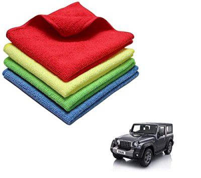 AUTOADDICT Auto Addict Microfiber Vehicle Washing Cloth (Pack of 4) for Mahindra Thar New(2021-PRESENT)