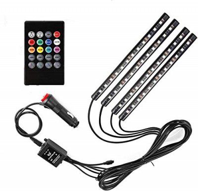 AutoBizarre 12 LED Multicolor Music Controlled Sound Activated for Car Interior Atmosphere Light