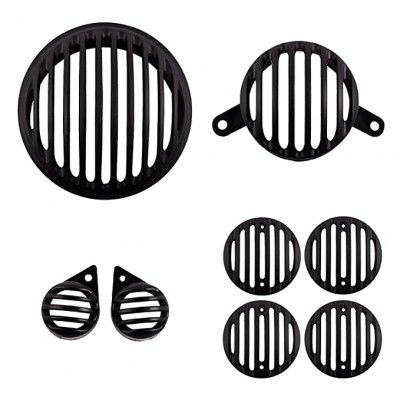 Autofy Plastic Grill for Royal Enfield Bullet Classic (Black, Set of 8) (GRILL137)