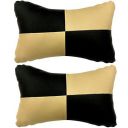AutokraftZ Beige Check Design Car Neck Rest Cushion with Adjustable Straps for All Cars...