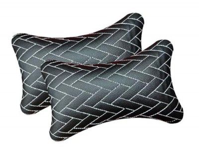 AutokraftZ Black Zig-Zag Design Car Neck Rest Cushion with Adjustable Straps_1