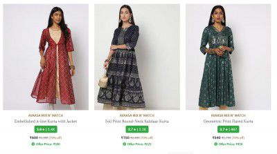 Ajio : Avaasa Womens Clothing Upto 72% Off