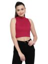 AVANOVA Women's & Girls' Solid Ribbed High Neck Sleeveless Crop Tops for Women...