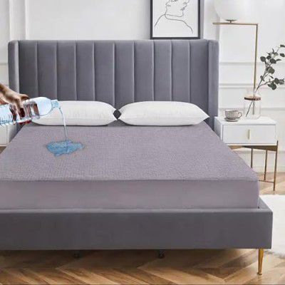AVI Terry Cotton Ultra Soft Waterproof Bed Mattress Protector King Size 78x72 inch | for King Size Bed (6.5x6 feet, Grey - Fit On 2-10 Inch)