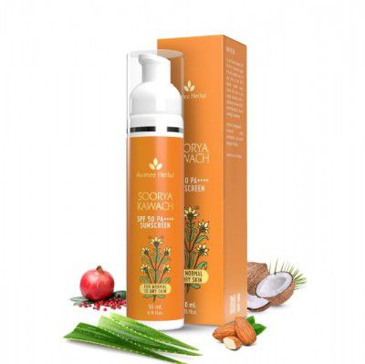 Avimee Herbal Soorya Kawach Sunscreen | SPF 50 PA++++ | No White Cast, Non Greasy, Light Weight | 50 ML