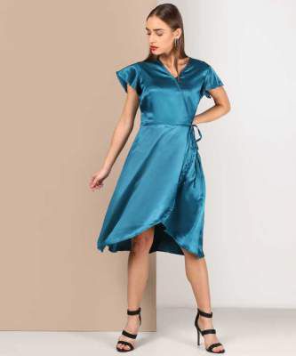 Avirate Women Wrap Blue Dress