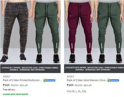 [Pack Of 2] Avolt Mens Track Pants @ ₹209