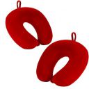 Avolusion Silk Ergonomic Neck Pillow - 2-Pack Round Travel Cushions for Car & Airplane, Cervical Support for Improved Sleep, Neck Rest Accessories for Travel Comfort,Red...