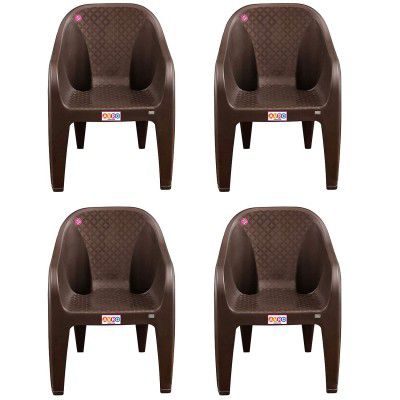 AVRO FURNITURE 9100 Plastic Chairs, Set of 4, Matt and Gloss Pattern, Plastic Chairs for Home, Living Room, Bearing Capacity up to 200Kg, Strong and Sturdy Structure,Brown