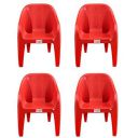 AVRO FURNITURE 9100 Plastic Chairs | Set of 4 Red...