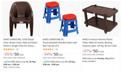 AVRO FURNITURE - Plastic Chairs & Tables at Minimum 90% off