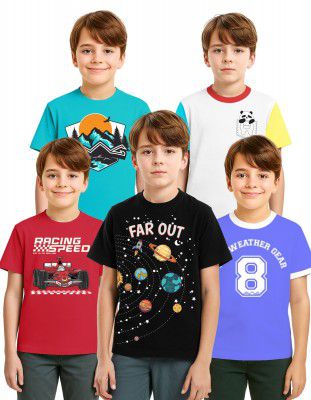 AWG ALL WEATHER GEAR Boy's Organic Cotton Printed T-Shirts 