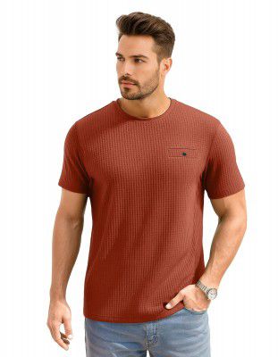 AWG ALL WEATHER GEAR Men Solid Waffle Crew Neck Tshirt
