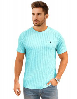 AWG ALL WEATHER GEAR Men Solid Waffle Crew Neck T-shirt