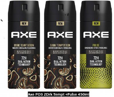 AXE two pack of Dark Temptation 150 ml and one Pulse 150 ml Deodorant