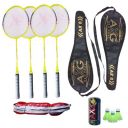 AXG NEW GOAL Rugged (4 Fluorescent Aluminium Racquets, 3 Plastic Shuttles, Net and 2 Cover) Badminton Kit (Green)...