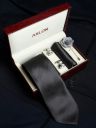 AXLON Set Of 4 Printed Necktie Pocket Square With Cufflink & Flower Pin Accessory Gift Set...