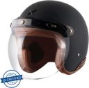 Axor Retro Jet Leather Motorbike Helmet (Dull Black)...