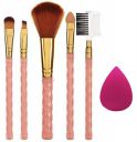 AY Makeup Brush Set of 5 and 1 Makeup Sponge Puff (color may vary) | Face and Eye Makeup Brushes Set | For Cream, Liquid and Powder Formulation ...