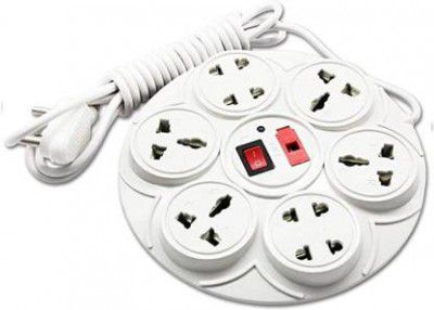 Ayezent 8+1 Round Extension Board with 2 Meter Cord Length 8 Socket Extension Boards 8 Socket Extension Boards  (White, 2 m)