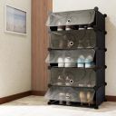 AYSIS 5 Shelf DIY Shoe Rack Plastic Multi-Purpose Plastic Shoe Rack (Black)...
