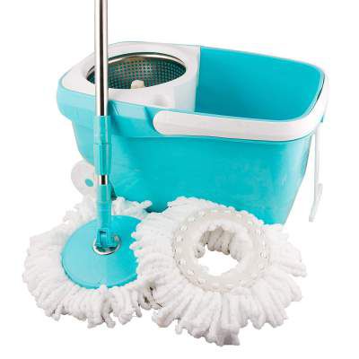 Aysis Royale Spin Mop with Bigger Wheels and Plastic Auto Fold Handle for 360 Degree Cleaning (Turquoise Blue, Two Refills)