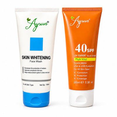Aysun Daily Glow & Sun Protection Kit | Skin Whitening Face Wash and SPF 40 Sunscreen 