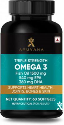 Ayuvana Triple Strength Omega 3 Fish Oil 1500mg 540mg EPA 360mg DHA (60 Capsules)
