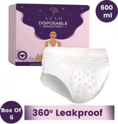 AZAH Disposable Period Panties | Box of 6 | Overnight Protection | 600ml Absorption Sanitary Pad  (Pack of 6)