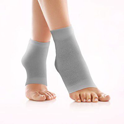 Azah Moisturising Gel Socks for Women & Men | Silicone Cushions for Support & Heel Repair | For Smooth, Soft, Crack-Free Heels | Spa-like Massage & Pain Relief | Grey