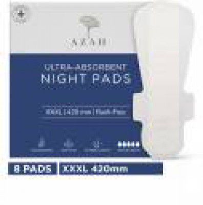 AZAH Ultra-Absorbent XXXL Night Pad | Overnight Protection | Absorbs Upto-500ml Sanitary Pad  (Pack of 8)