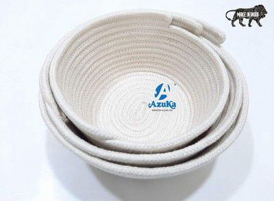 Azuka 3-Peice Storage basket,Decorative hampers,Storage for Toys,3 Sizes, 2 White,1 white & Orange