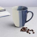 AZURE Bhumija Earth Collection Ceramic Mugs Set of 4, 300 ml Capacity, Blue+ White Colour...